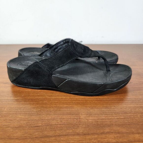 FitFlop Womens Size 8 Wobbleboard Black Slip On Thong Sandal Flip Flop Shoe - Picture 7 of 12